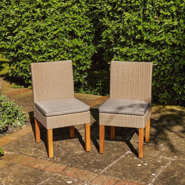 Oliver Rattan Garden Dining Chairs with Acacia Wood Legs - Set of 2 - image 1