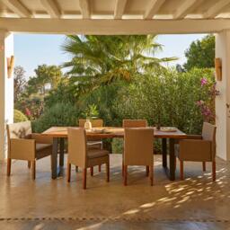 Oliver Rattan Garden Dining Chairs with Acacia Wood Legs - Set of 2 - thumbnail 4