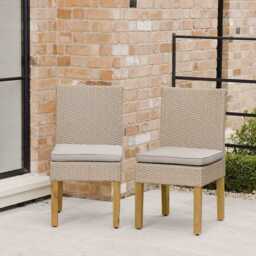 Oliver Rattan Garden Dining Chairs with Acacia Wood Legs - Set of 2 - thumbnail 2