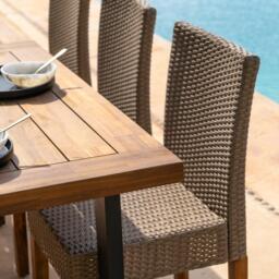 Oliver Rattan Garden Dining Chairs with Acacia Wood Legs - Set of 2 - thumbnail 3