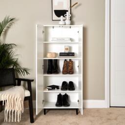 Jack Geometric Large Shoe Cabinet - 2 Door - White - thumbnail 2