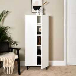 Jack Geometric Large Shoe Cabinet - 2 Door - White - thumbnail 5