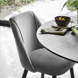 Willow Black Dining Table Set - 4 Seater - Freya Grey Dining Chairs - Black Oak Legs - thumbnail 3
