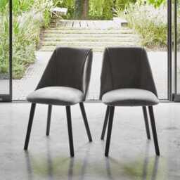 Willow Black Dining Table Set - 4 Seater - Freya Grey Dining Chairs - Black Oak Legs - thumbnail 2