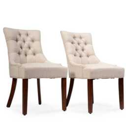 Louis Sand Dining Chairs - Set of 2 - Dark Wood Legs - thumbnail 1