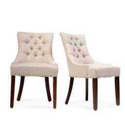 Louis Sand Dining Chairs - Set of 2 - Dark Wood Legs - thumbnail 4