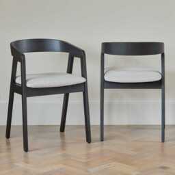 Ella Fawn Linen Dining Armchairs- Set of 2 - Black Oak Legs - thumbnail 2