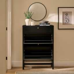 Charlie 2 Door 1 Draw Shoe Cabinet - Noir Black - thumbnail 3
