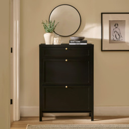 Charlie 2 Door 1 Draw Shoe Cabinet - Noir Black - thumbnail 2