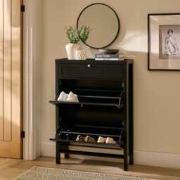 Charlie 2 Door 1 Draw Shoe Cabinet - Noir Black - thumbnail 4