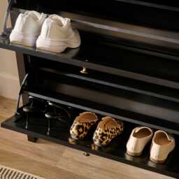 Charlie 2 Door 1 Draw Shoe Cabinet - Noir Black - thumbnail 5