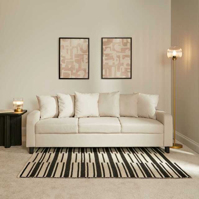 Tracy 3 Seater Sofa - Oatmeal with Black Legs - image 1