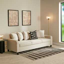 Tracy 3 Seater Sofa - Oatmeal with Black Legs - thumbnail 4