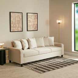 Tracy 3 Seater Sofa - Oatmeal with Black Legs - thumbnail 3