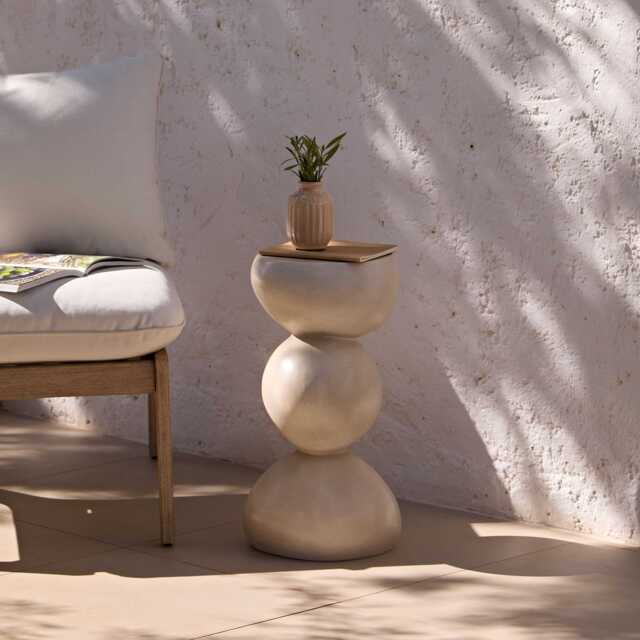 Alder 29cm Concrete Garden Side Table - Sand - image 1