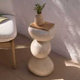 Alder 29cm Concrete Garden Side Table - Sand - thumbnail 2