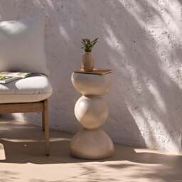 Alder 29cm Concrete Garden Side Table - Sand