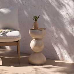 Alder 29cm Concrete Garden Side Table - Sand