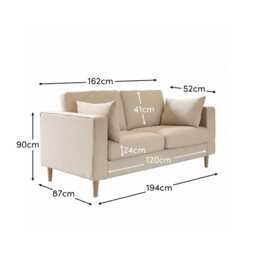 Emily 3 Seater Sofa - Sand with Whitewash Oak Legs - thumbnail 5