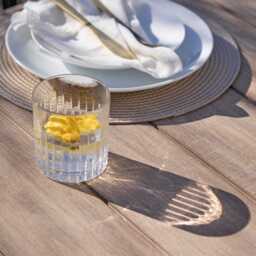 Shiro 4 Seater Round Wooden Garden Dining Set with Shiro Navy Rope Dining Chairs - 120cm - thumbnail 6