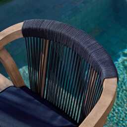Shiro 4 Seater Round Wooden Garden Dining Set with Shiro Navy Rope Dining Chairs - 120cm - thumbnail 3