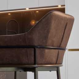 Reagan Saddle Brown Faux Leather Bar Stool - Metal Legs - thumbnail 6