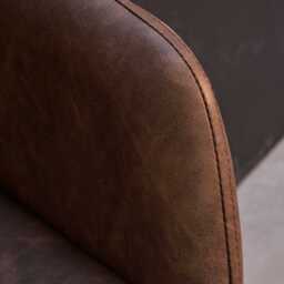 Reagan Saddle Brown Faux Leather Bar Stool - Metal Legs - thumbnail 4