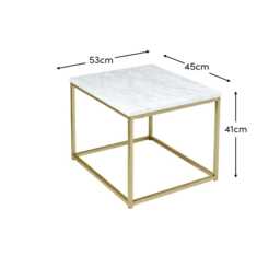 Jay Marble Effect Side Table - Gold Frame - thumbnail 6