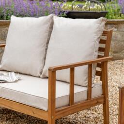Harrelson Wooden Garden Sofa Set with Grey LED Premium Cantilever Parasol - Sand - thumbnail 3