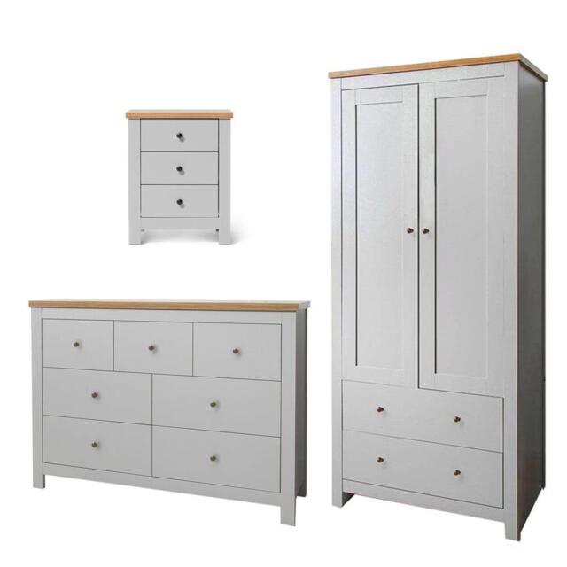 Bampton 3 Piece Bedroom Set - 3 Over 4 Chest of Drawers - Stone Grey - image 1