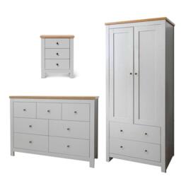 Bampton 3 Piece Bedroom Set - 3 Over 4 Chest of Drawers - Stone Grey - thumbnail 1