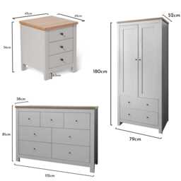 Bampton 3 Piece Bedroom Set - 3 Over 4 Chest of Drawers - Stone Grey - thumbnail 6