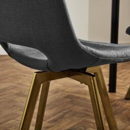 Margot Grey Dining Chairs - Set of 2 - Brass Legs - thumbnail 5