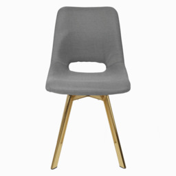 Margot Grey Dining Chairs - Set of 2 - Brass Legs - thumbnail 3