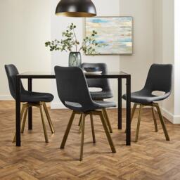 Margot Grey Dining Chairs - Set of 2 - Brass Legs - thumbnail 2