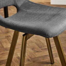 Margot Grey Dining Chairs - Set of 2 - Brass Legs - thumbnail 6