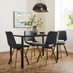 Margot Grey Dining Chairs - Set of 2 - Brass Legs - thumbnail 4