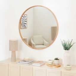 Marbury 100cm Round Wooden Mirror - Natural - thumbnail 2