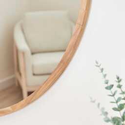 Marbury 100cm Round Wooden Mirror - Natural - thumbnail 4