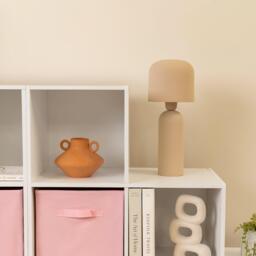 Cara 12 Cube Bookcase Ladder Storage Unit - Chalk White - Two 6 Cube Units - Pink Basket - thumbnail 5