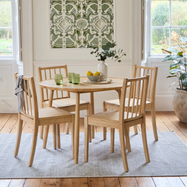 Tilly 100cm Round Dining Table - 4 Seater - Tilly Dining Chairs - Whitewash Oak - image 1