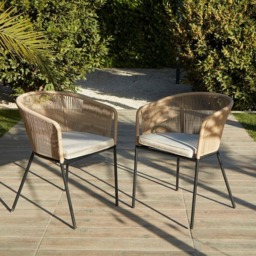 Amelia 8 Seater Natural Wood Black Legs Garden Dining Set - Hali Natural Chairs - thumbnail 3