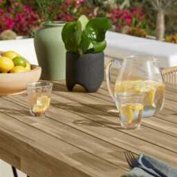 Amelia 8 Seater Natural Wood Black Legs Garden Dining Set - Hali Natural Chairs - thumbnail 4