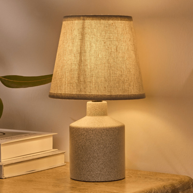 Amberley 28cm Ceramic Table Lamp - Natural & Off White Polyester Shade - image 1
