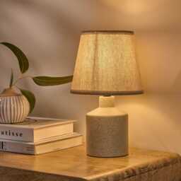 Amberley 28cm Ceramic Table Lamp - Natural & Off White Polyester Shade - thumbnail 3