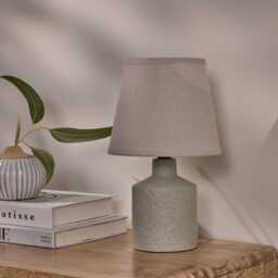 Amberley 28cm Ceramic Table Lamp - Natural & Off White Polyester Shade - thumbnail 4