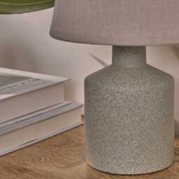 Amberley 28cm Ceramic Table Lamp - Natural & Off White Polyester Shade - thumbnail 2