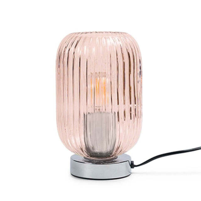 Elland 22.5cm Glass Table Lamp - Blush Pink & Chrome - image 1
