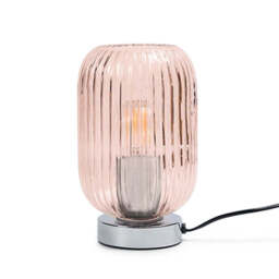 Elland 22.5cm Glass Table Lamp - Blush Pink & Chrome - thumbnail 1