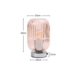 Elland 22.5cm Glass Table Lamp - Blush Pink & Chrome - thumbnail 4